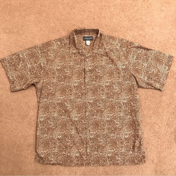 Cooke Street Other - Cooke Street Honolulu Mens Short Sleeve Hawaiian Shirt Size Large Tan White